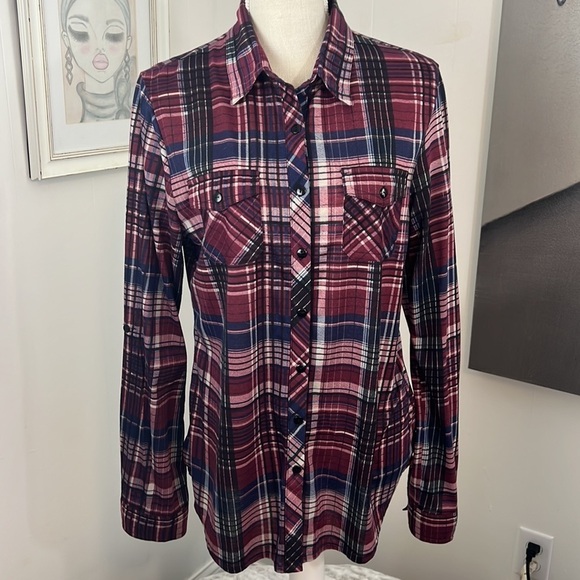 Women’s R n B Flannel Plaid Shirt Size XL - Picture 1 of 11